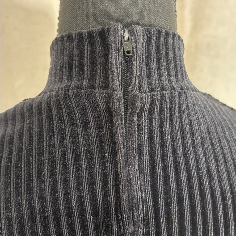 Black Ribbed Velour Mini Dress - Picture 4 of 5